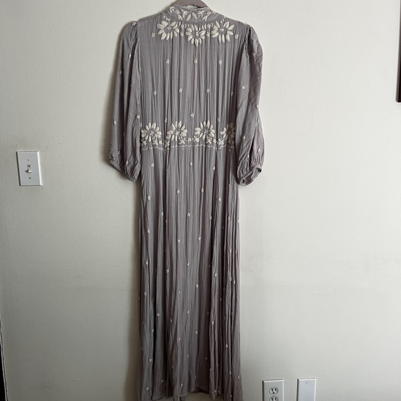 Free People Embroidered Fable Dress in Dove - Picture 4 of 13
